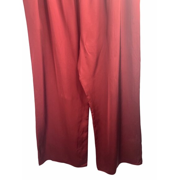Diane Von Furstenberg Womens Red Elastic Waist Wide-Leg Pants Size Large - Picture 4 of 12
